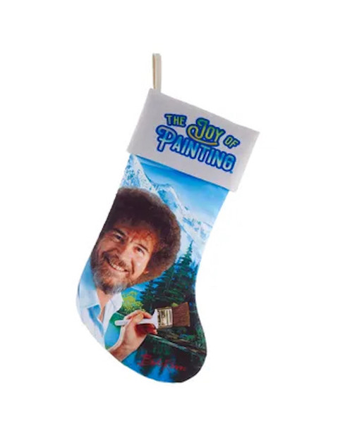 Bob Ross Joy Of Painting Printed Scenic Christmas Stocking with WhiteTrim