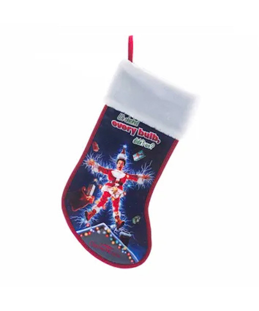 National Lampoons Holiday Christmas Stocking with White Plush Trim