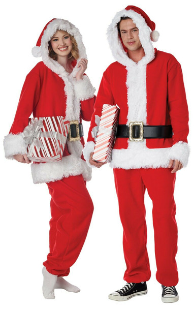 California Costumes Christmas Santa Hooded Fleece One Piece Jumpsuit Adult XL