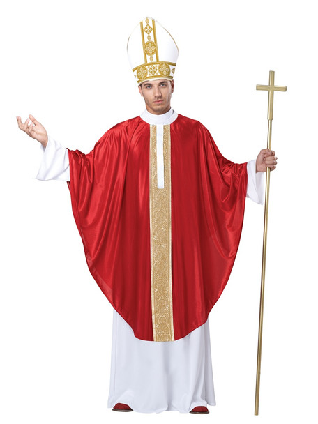 Pope of Rome Robe Cardinal Religious Bishop Holiness Adult Men's Costume SM-MD
