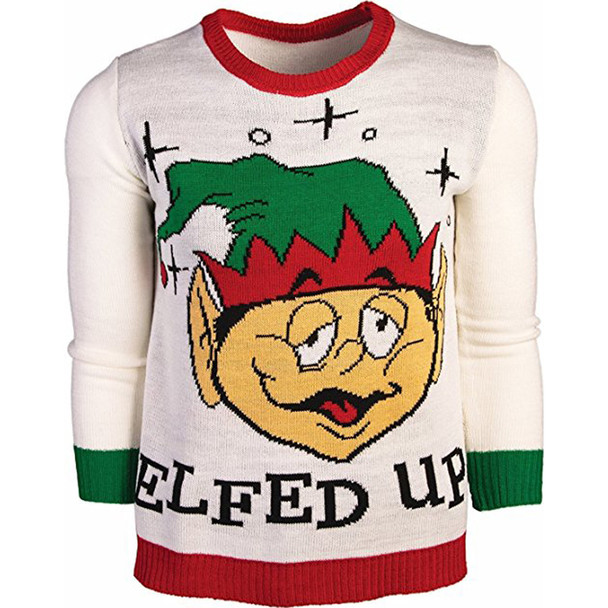 Ugly Christmas Sweater Elfed Up Drunk Elf Naughty Adult Holiday Plus Size XXL