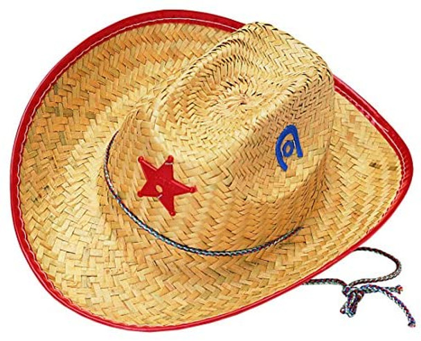 Straw Kids Sheriff Hat With Badge Childrens Western Cowboy Costume Accessory