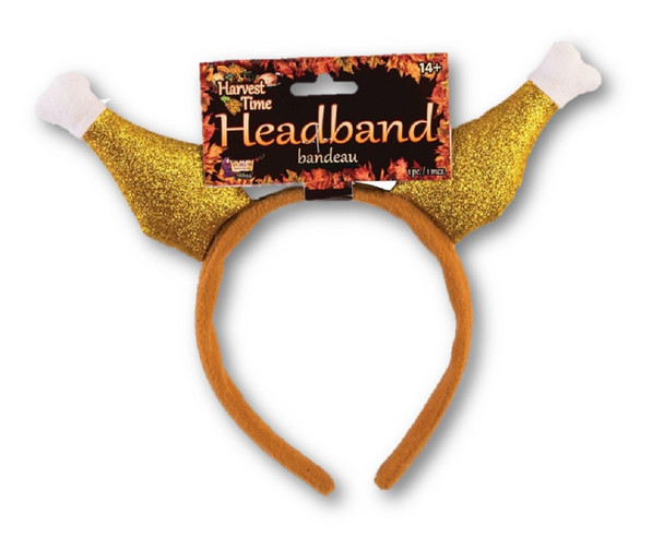 Glitter Turkey Drumstick Chicken Headband Boppers Thanksgiving Costume Accessory