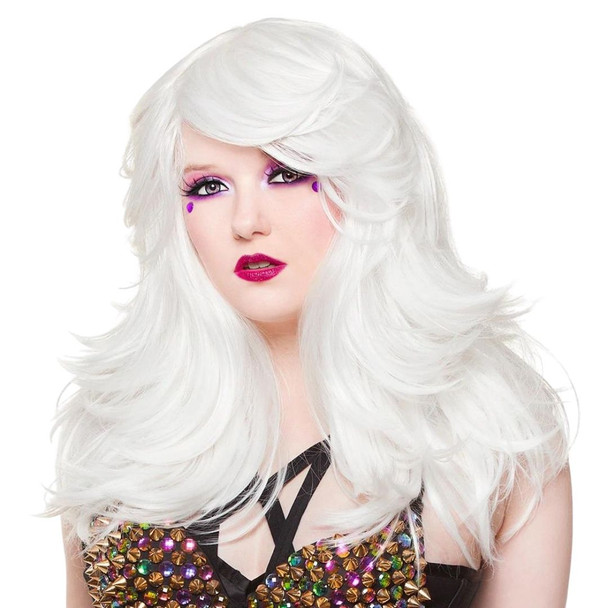 Rockstar Wigs Quality Hologram 22" White Wig Cosplay Heat Stylable