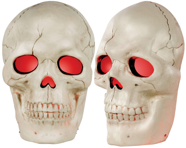 Giant 20" Light Up Eyes And Sounds Skull Skeleton Head Decoration Halloween Prop