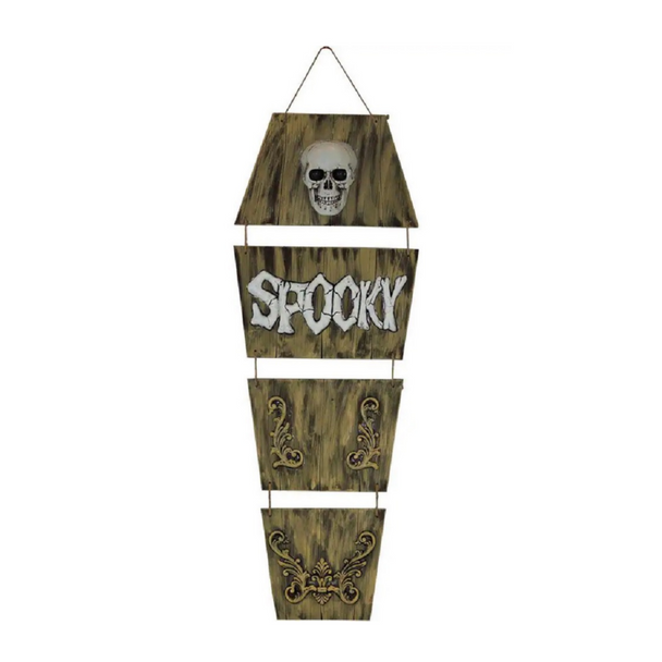 5' Animated Spooky Skull Coffin Hanging Halloween Door Wall Decoration