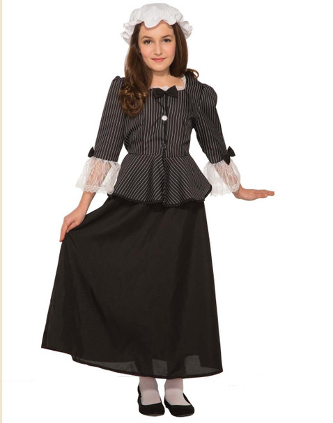 Martha Washington Child Costume Girls Fancy Dress Colonial First Lady MED 8-10