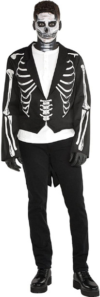 Black & Bone Skeleton Tailcoat Jacket Adult Mens Halloween Costume Accessory STD