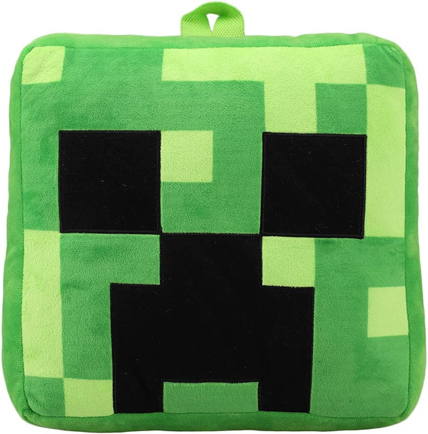 Bioworld Licensed Minecraft Creeper Green Plush Small Zippered Pocket Backpack
