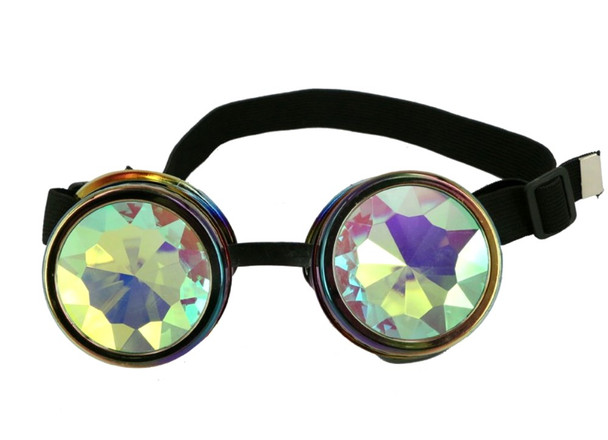 Rainbow Oil Slick Steampunk Costume Goggles Kaleidoscope Glasses Mens Rave Cyber