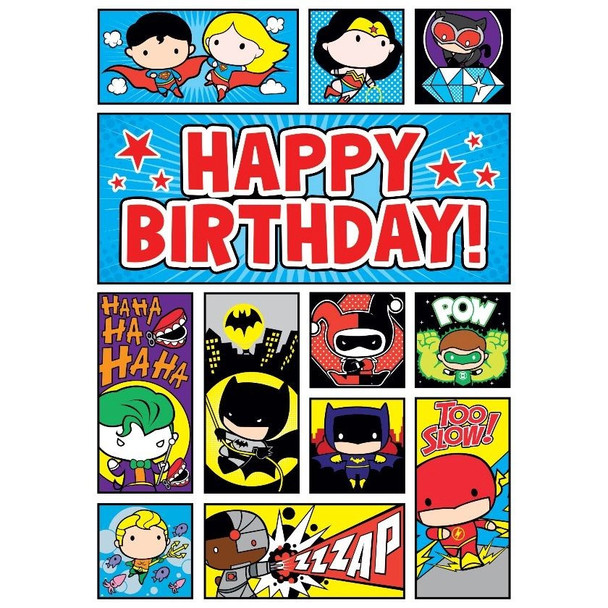 DC Comics Chibi Superheros Foil Birthday Greeting Card