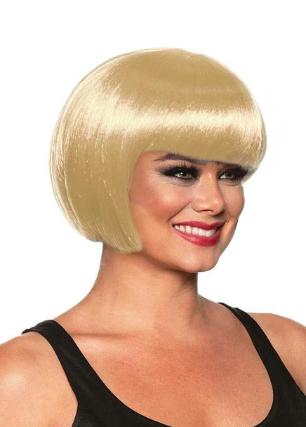 Short Bob Cut Hair Costume Wig Blonde Adult Women's Costume Accessory