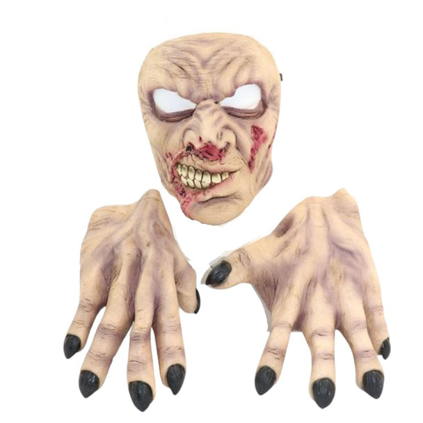 Zombie Latex Face Mask With Hands Adult Horror Halloween Costume Accessory