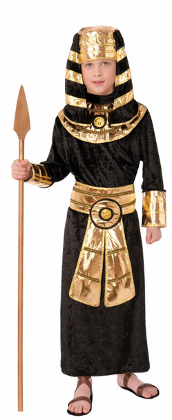 Ancient Egyptian Pharaoh Child Costume King Tut Black Gold Tunic SMALL 4-6