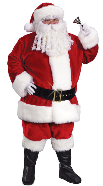 Deluxe Red Crimson Santa Claus Costume Christmas Suit Fun Fur 40"-48" Adult Std