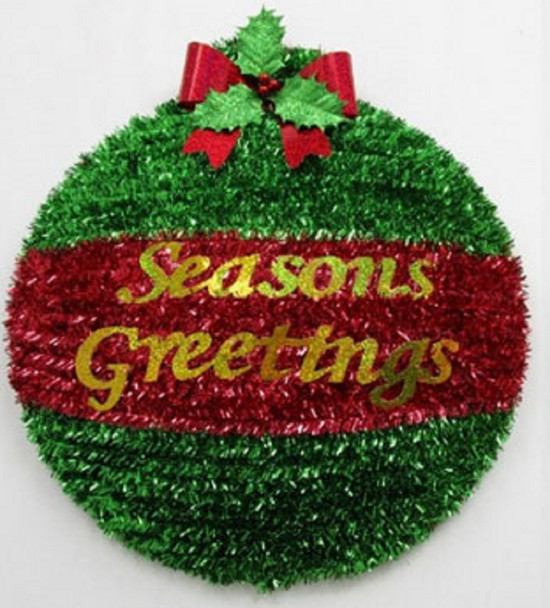 18" Round Tinsel Christmas Ornament 2D Xmas Holiday Hanging Decoration SEASONS