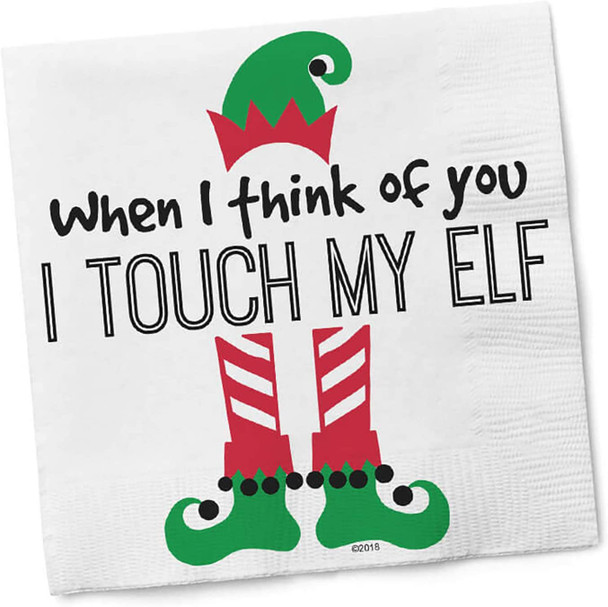 Twisted Wares Funny Napkins When I Think Of You I Touch My Elf Christmas 20 Pack