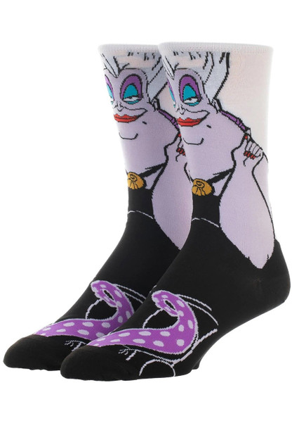 Disney Villains Ursula 360 Character Crew Socks Men's Sock Size 10-13