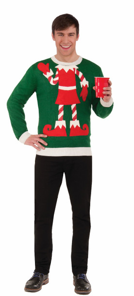 Jolly Elf Body Knitted Ugly Sweater Adult Christmas Tacky Gag Gift Shirt 2X PLUS
