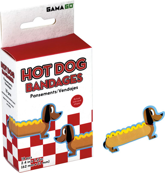 Gamago Hot Dog Wiener Dog Self-Adhesive Fun Novelty Bandages 18pcs