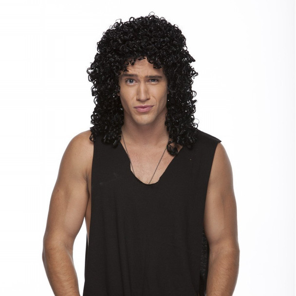 High Quality Curly Black Hair Wig Howard Stern Slash Heavy Metal Rocker 80's Men