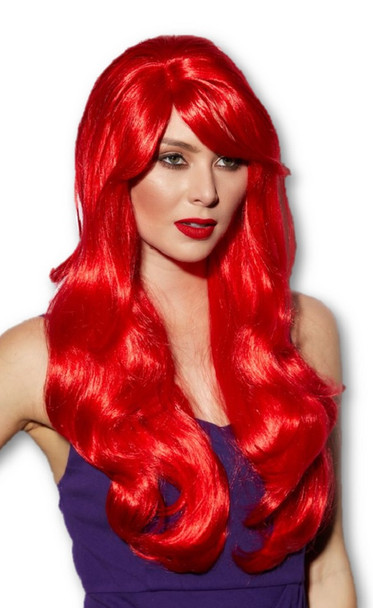 High Quality Blush Carmen Firecracker Red Long Anime Fantasy Wavy Costume Wig