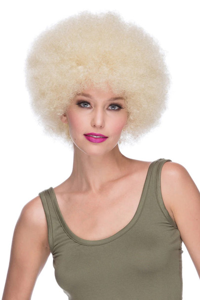 Afro Wig Bleach Blonde Retro Disco Halloween Costume Accessory 70's 80's Curly