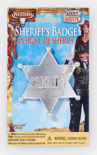 Sheriff's Badge Silver Plastic Badge Party Costume Accessory Child or Adult