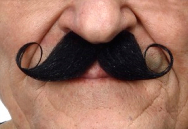 Black Handlebar Mustache Curly Poirot Self Adhesive Facial Hair Cinco De Mayo