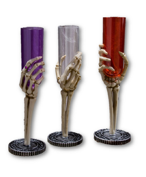 Fun World Skeleton Hand Fluted Glass Champagne Flute Halloween Decor Accessory