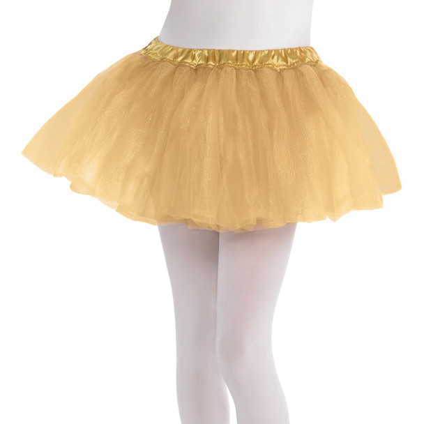 Dress Up Girls Gold Full Tutu Child Ballet Costume Accessory SM/MD