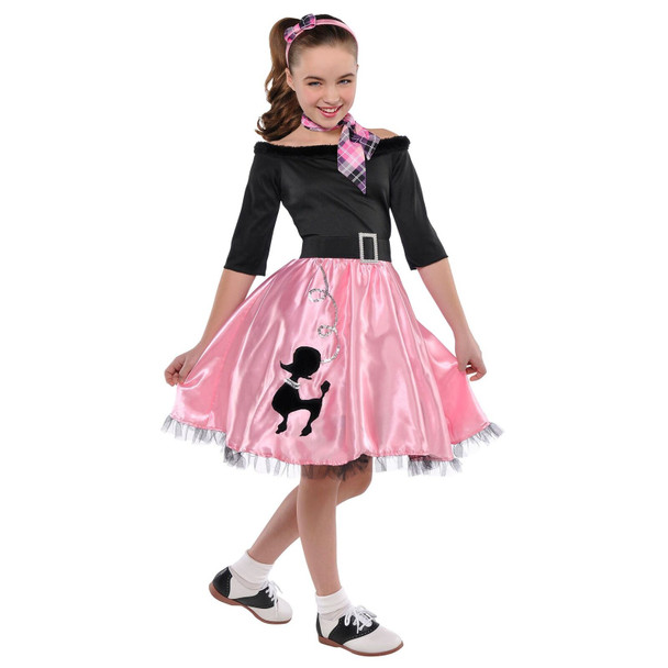 Miss Sock Hop Poodle Skirt Dress Child Girls Halloween Costume LARGE 12-14