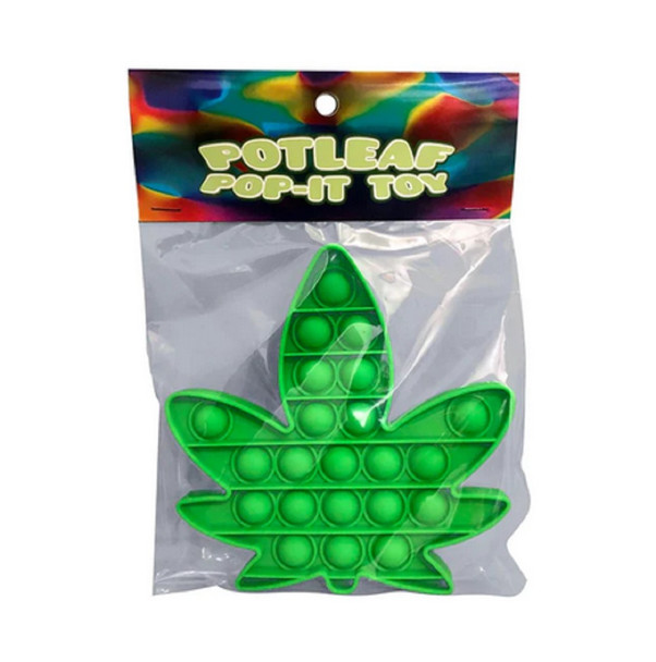Green Pot Leaf Shape Pop-It Fidget Weed Toy Funny Naughty Gag Gift