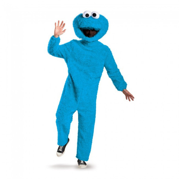 Sesame Street Cookie Monster Adult Costume Halloween Plush Jumpsuit Mascot XL