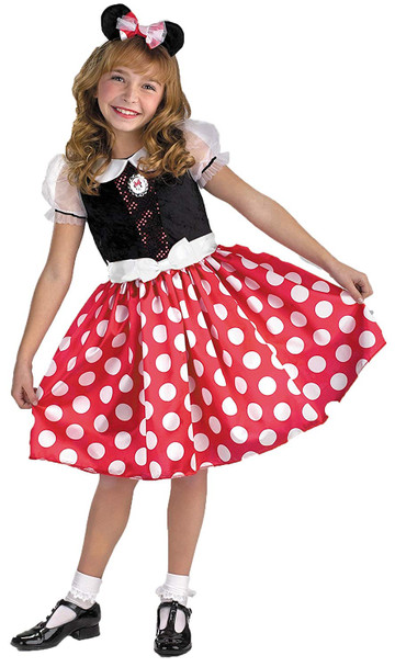 Disney Club House Minnie Mouse Child Costume Red Polka Dot Dress Girls LG+ 10-12+