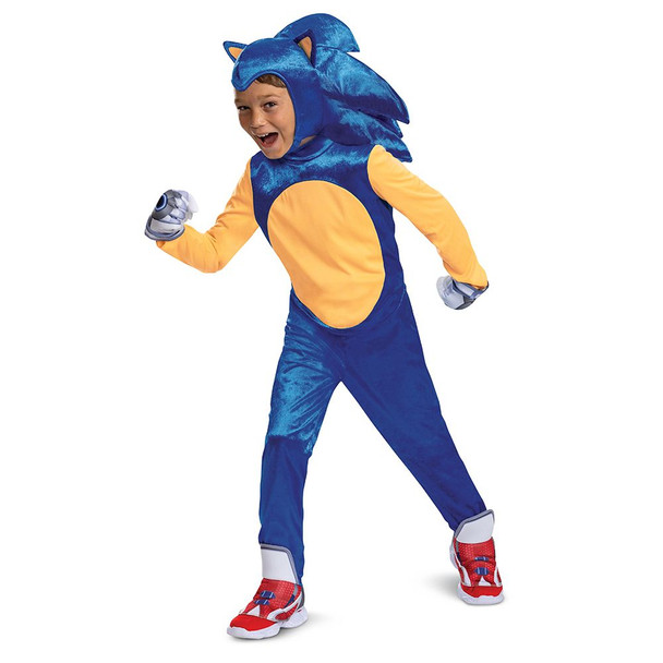 Licensed Sega Sonic Prime New Yoke City Deluxe Kid Costume Hooded Jumpsuit 10-12
