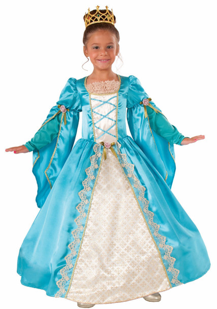 Deluxe Princess Penelope Girls Costume Blue Dress With Hoop Medium 8-10