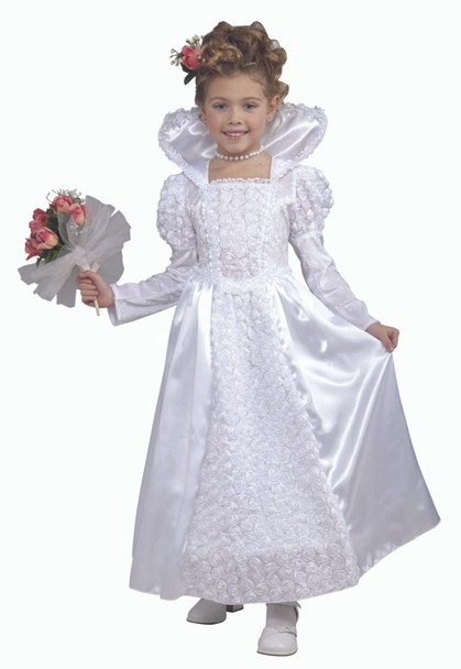 Princess Bride Gown Fancy Dress White Wedding Gown Girl Child Costume LRG 12-14