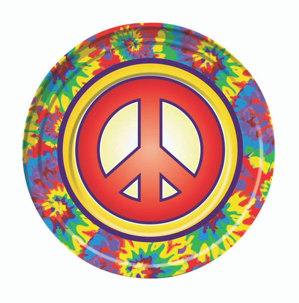 Hippie Love Peace 60's 9" Dinner Plates Birthday Party Decor Tableware 8pcs/pk