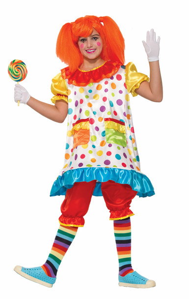 Wiggles The Clown Costume Hoop Fancy Dress Child Girls Polka Dots MEDIUM 8-10