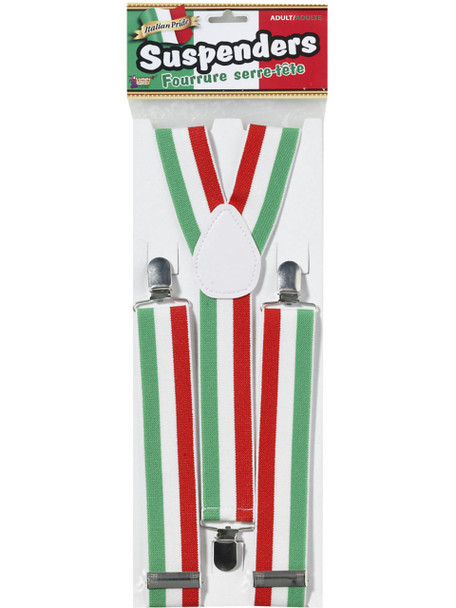 Italian Pride Suspenders Adult Unisex Costume Accessory Red Green White 1/PR