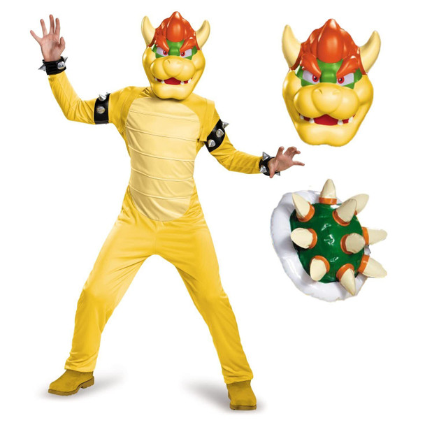 Licensed Super Mario Kart Child Deluxe Bowser Kids Costume LARGE 10-12