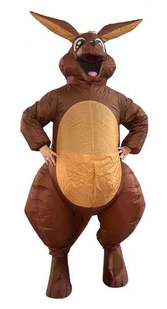 Adult Inflatable Brown Kangaroo Jumpsuit w/ Pouch Unisex Funny Halloween Costume