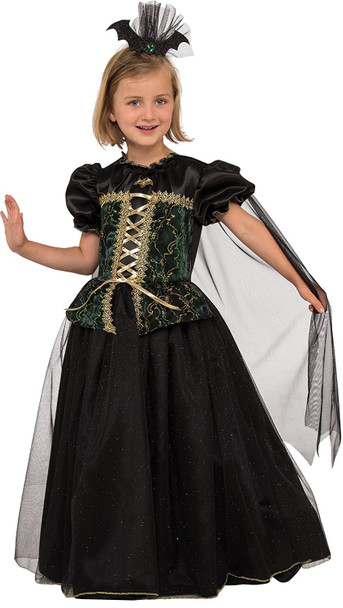 Princess Battina Dress & Bat Crown Vampire Renaissance Child Girls Costume SMALL