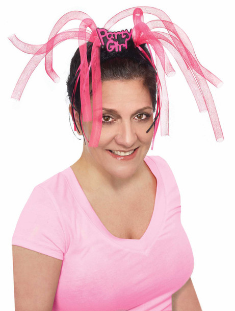 Party Girl Crazy Whacky Mesh Tubes Headband Hot Pink Party Accessory 1/PC