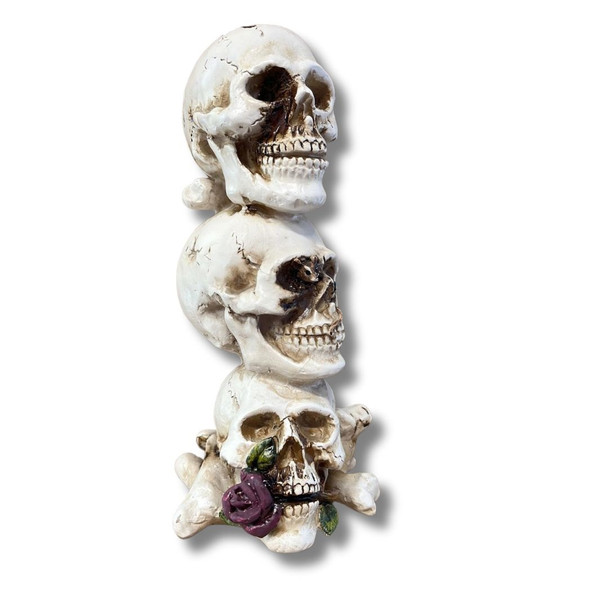 9" Skull Tower Skeleton Heads Resin Figurine Halloween Decoration