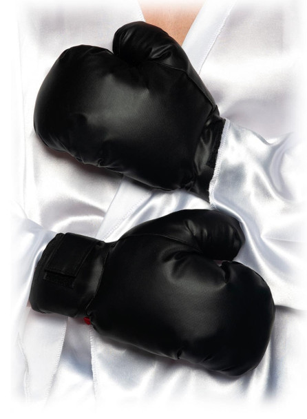 Black Boxing Gloves Fighter Boxer Adjustable Straps Adult Costume Accessory New