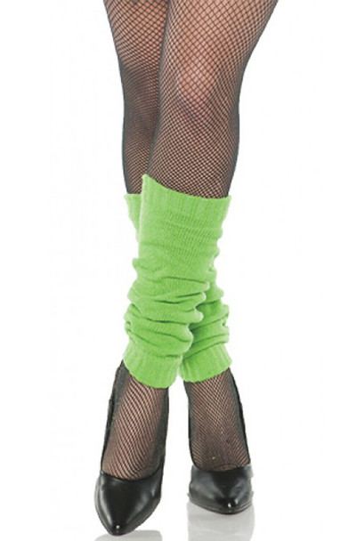 80s Neon Green Leg Warmers Slouch Retro Aerobics Dancer Costume Accessory