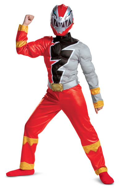 Saban's Power Rangers Dino Fury Red Ranger Child Costume Muscle Chest MED 7-8