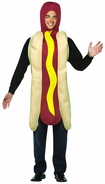 Hot Dog Halloween Costume Lightweight Adult Mens Womens Mascot Weiner Bun O/S